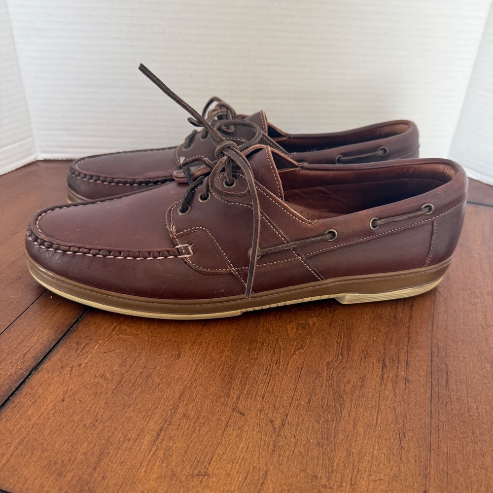 Allen Edmonds Eastport Brown Leather Boat Shoes Mens 11.5 E USA Made - Picture 1 of 7